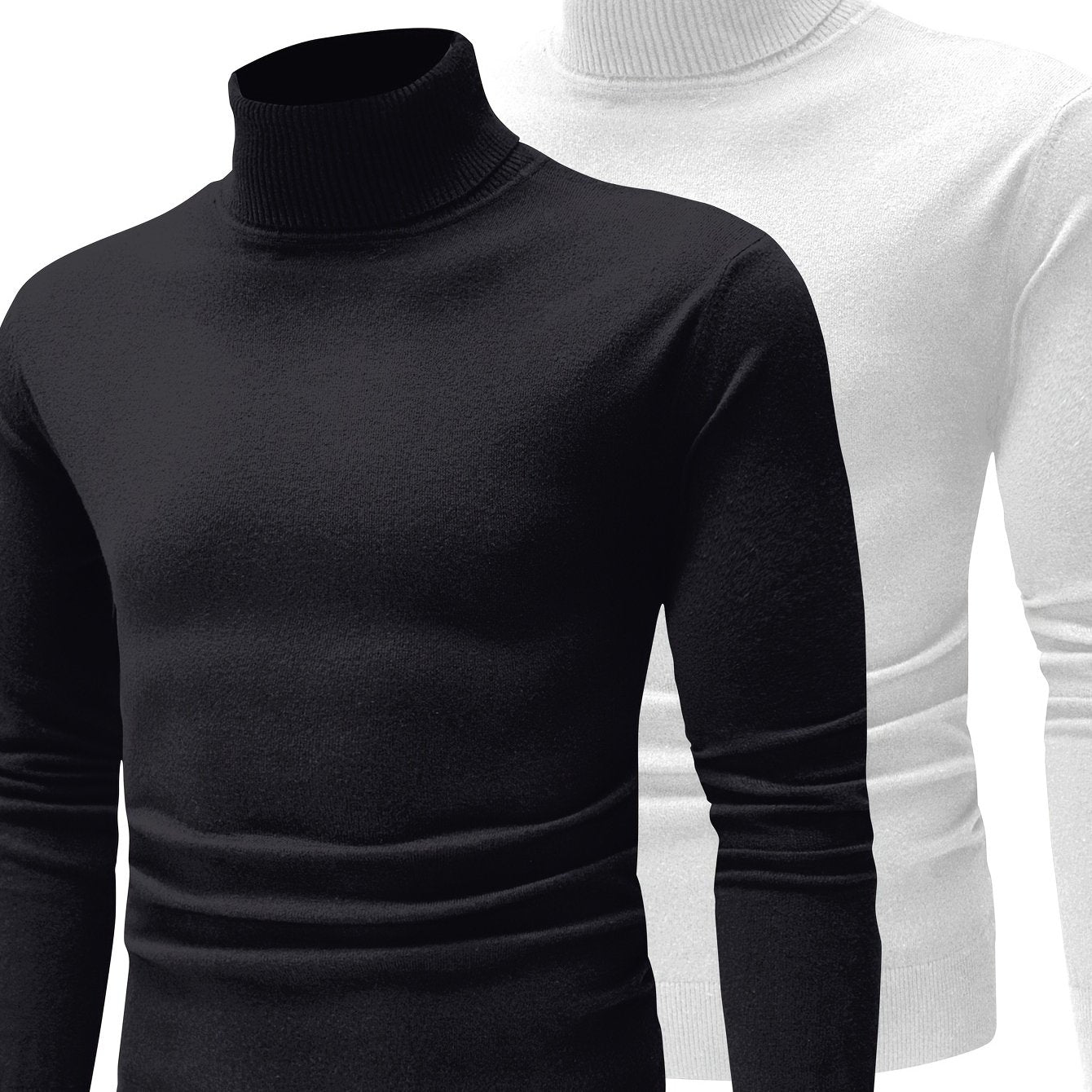 Men’s Premium High Neck Knit Pullover (2-Pack) – Slim Fit Winter Sweater Set
