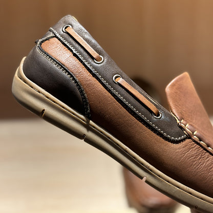 Men’s Genuine Leather Slip-On Loafers – Breathable Hand-Stitched Moccasins with Non-Slip Rubber Sole