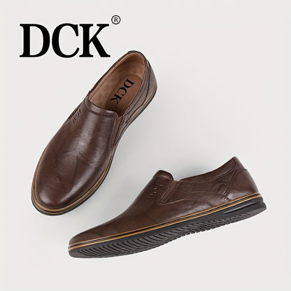 DCK Men’s Premium Genuine Leather Casual Shoes – All-Season Comfort with Soft Rubber Sole