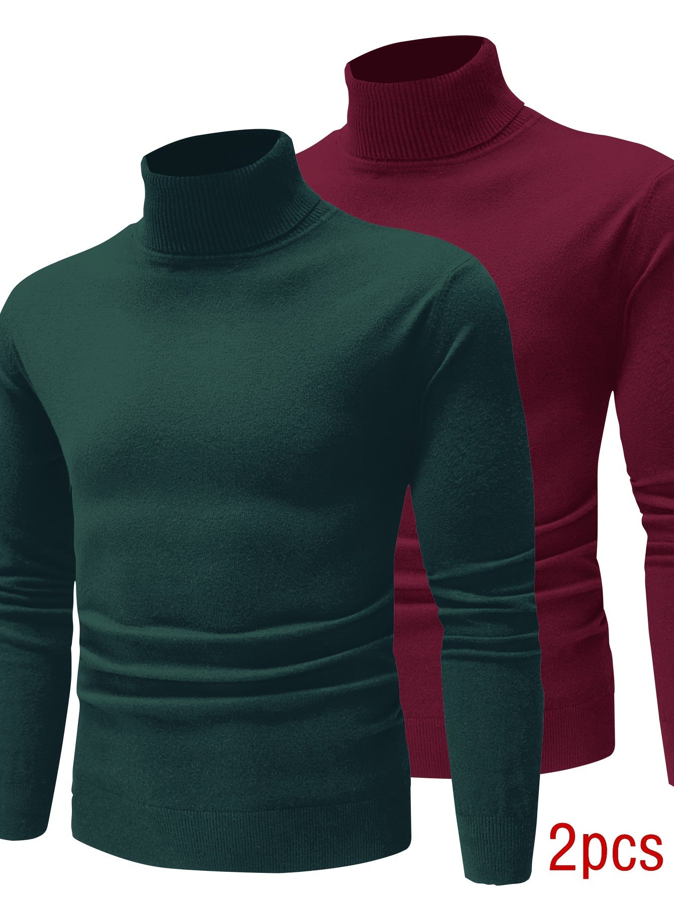 Men’s Premium High Neck Knit Pullover (2-Pack) – Slim Fit Winter Sweater Set