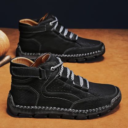 Men’s All-Season Minimalist Lace-Up Boots – Non-Slip Rubber Sole & Cushioned Comfort for Outdoor and Casual Wear