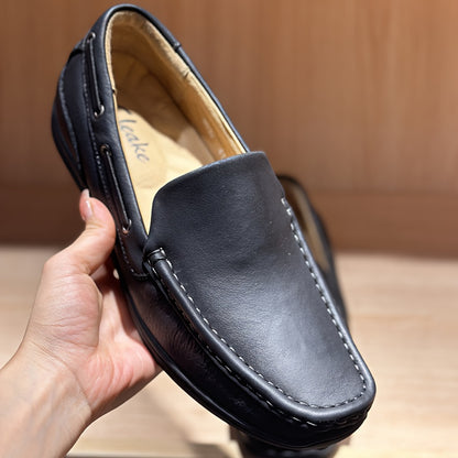 Men’s Genuine Leather Slip-On Loafers – Breathable Hand-Stitched Moccasins with Non-Slip Rubber Sole