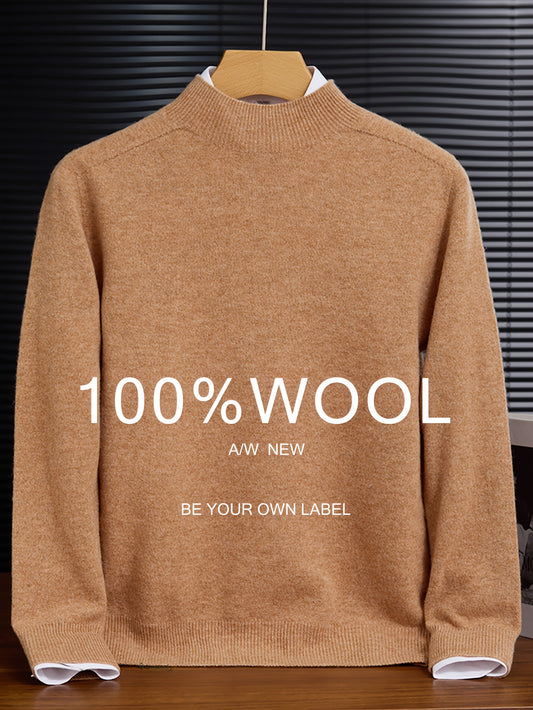 Men’s 100% Wool Knit Sweater – Premium Winter Essential