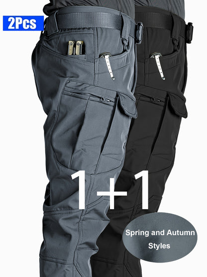 2-Pack Men’s Tactical Cargo Pants – Multi-Pocket Stretchy Outdoor Trousers for Hiking & Everyday Wear