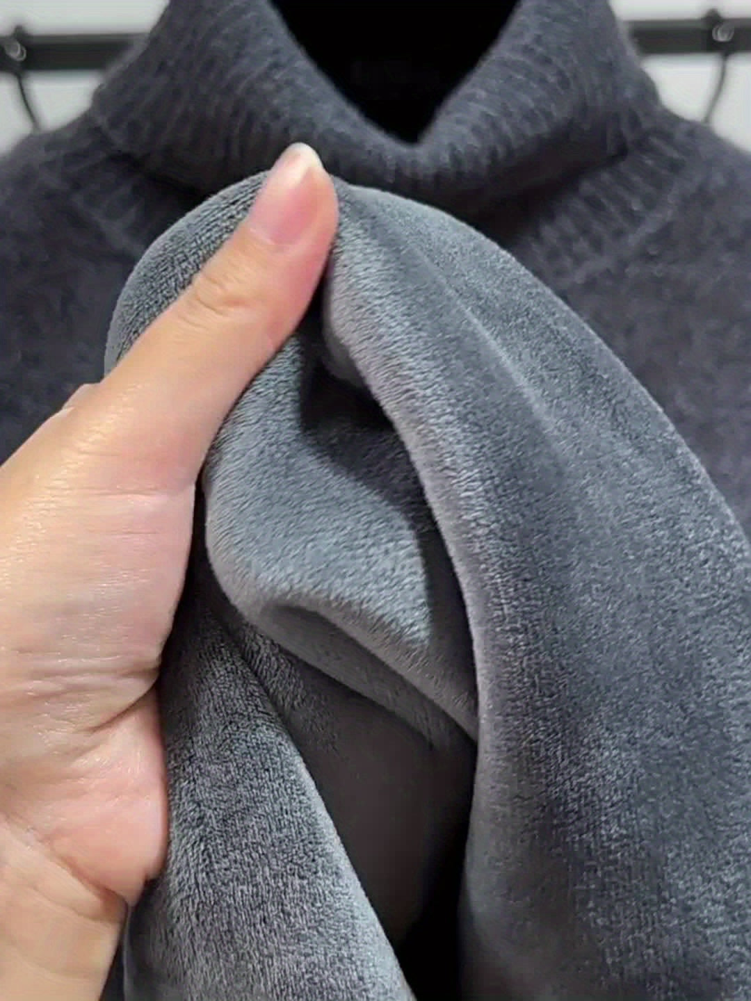 Men’s High-Neck Thermal Sweater – Fleece-Lined Warm Knit Pullover for Fall & Winter (Regular Fit)