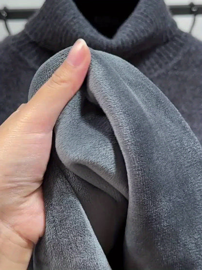 Men’s High-Neck Thermal Sweater – Fleece-Lined Warm Knit Pullover for Fall & Winter (Regular Fit)