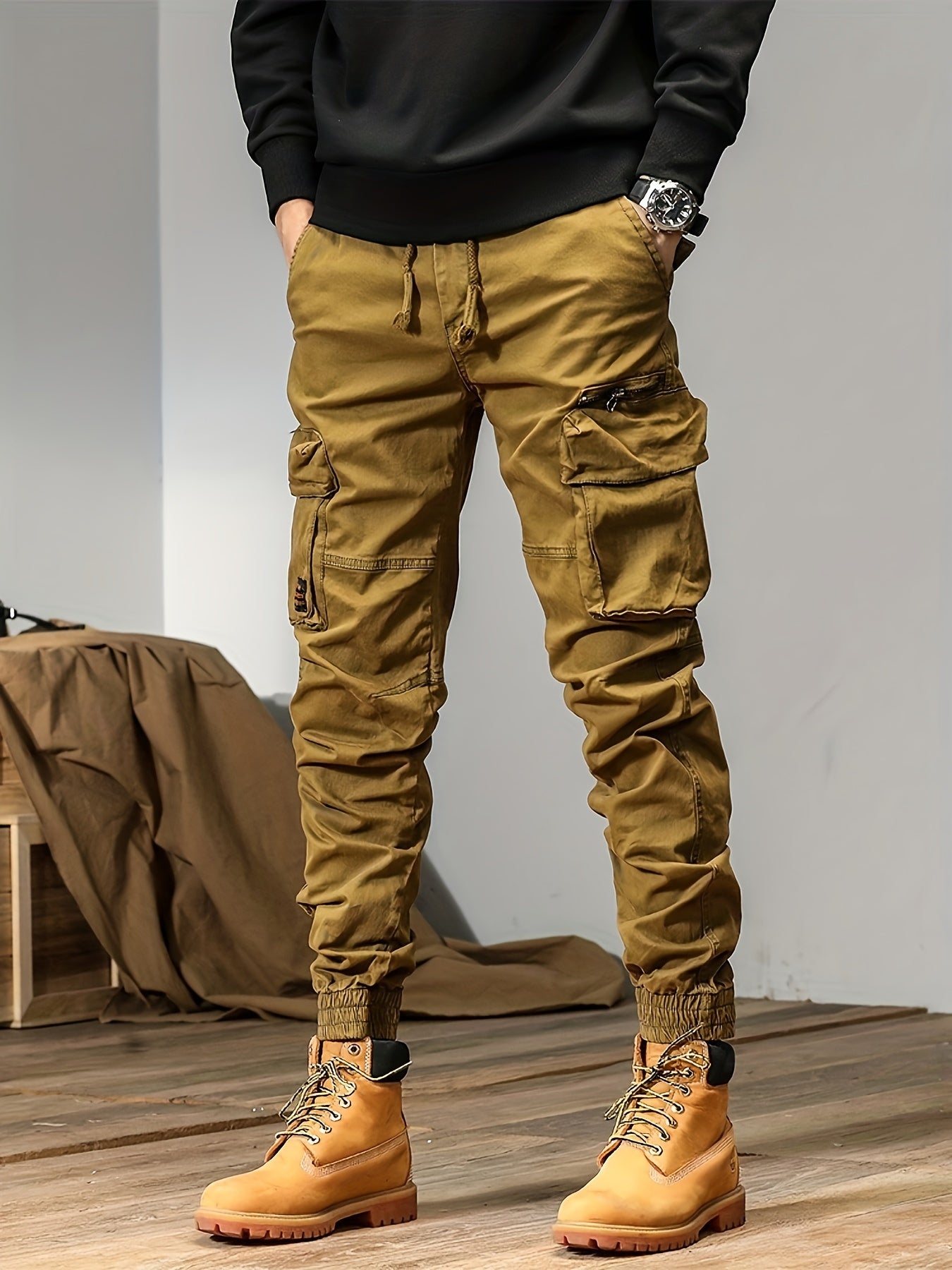 Men’s Durable Cargo Pants 9366 – Multi-Pocket Workwear Trousers with Regular Fit & Slight Stretch