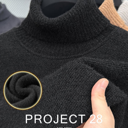 Men’s High-Neck Thermal Sweater – Fleece-Lined Warm Knit Pullover for Fall & Winter (Regular Fit)