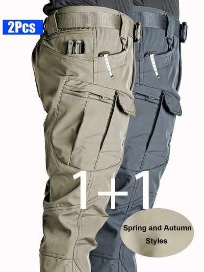 2-Pack Men’s Tactical Cargo Pants – Multi-Pocket Stretchy Outdoor Trousers for Hiking & Everyday Wear