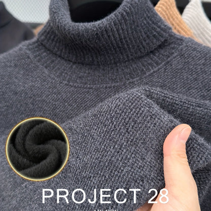 Men’s High-Neck Thermal Sweater – Fleece-Lined Warm Knit Pullover for Fall & Winter (Regular Fit)