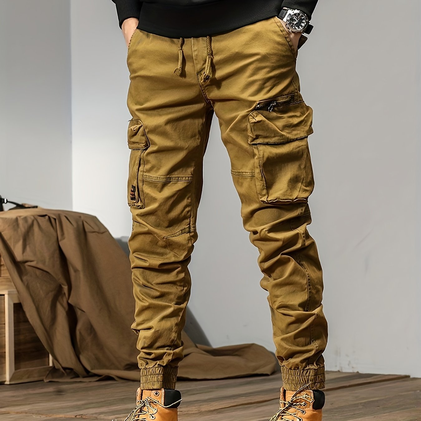 Men’s Durable Cargo Pants 9366 – Multi-Pocket Workwear Trousers with Regular Fit & Slight Stretch