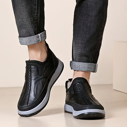 Men’s Slip-On Winter Boots – Warm Lined Cold-Weather Shoes with Thick PVC Sole & Non-Slip Traction