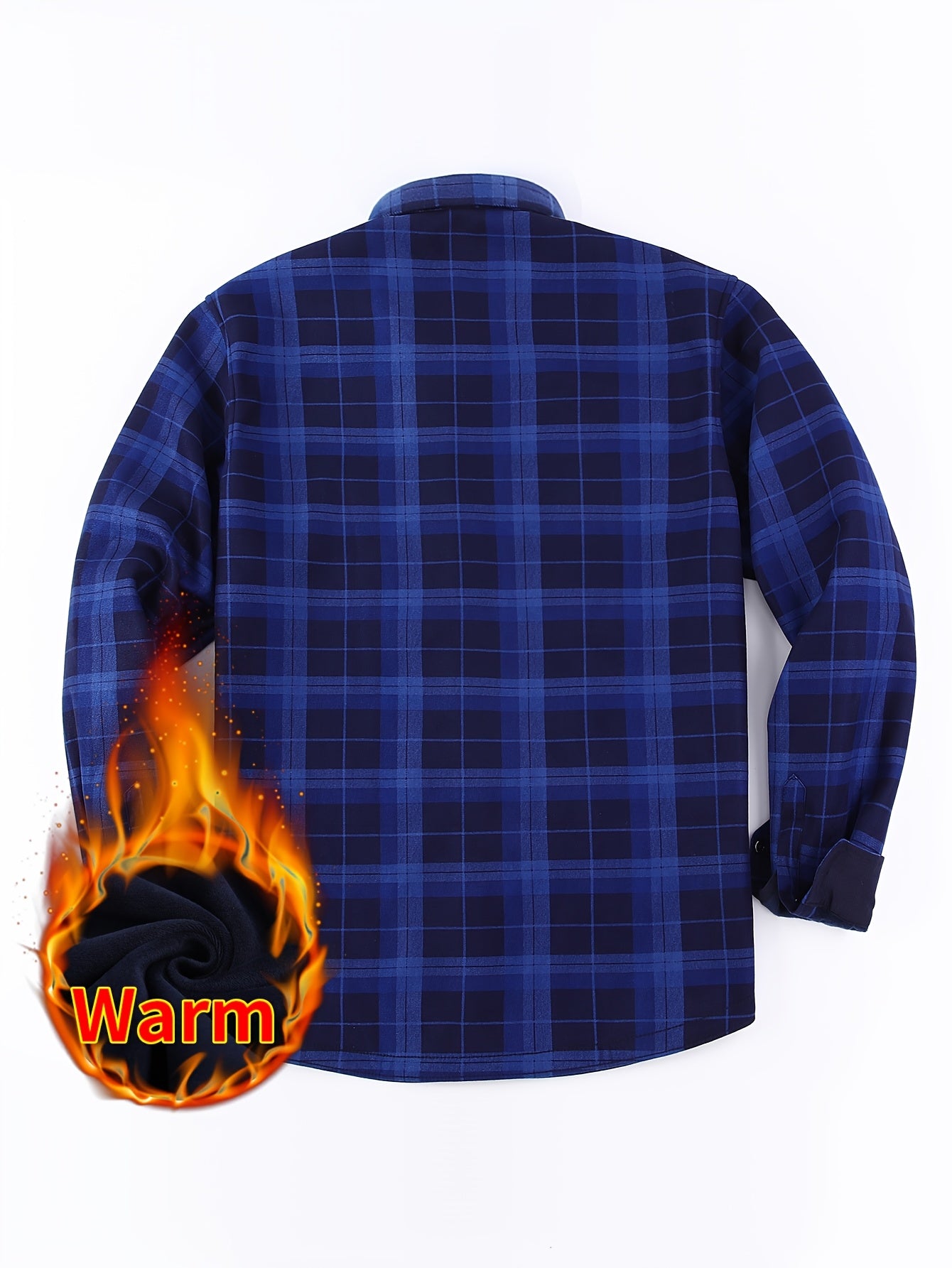 Men’s Fleece-Lined Winter Flannel Plaid Shirt – Thick Warm Long Sleeve Button-Up with Dual Chest Pockets