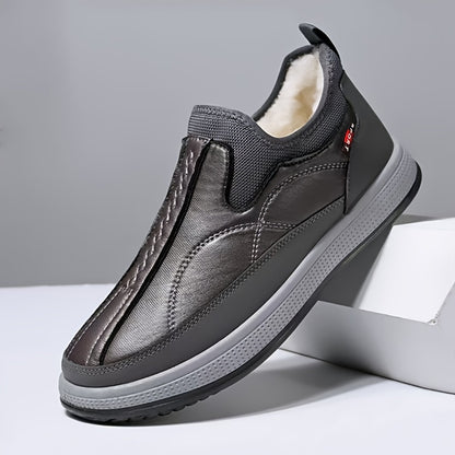 Men’s Slip-On Winter Boots – Warm Lined Cold-Weather Shoes with Thick PVC Sole & Non-Slip Traction