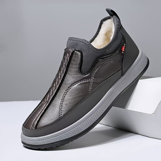 Men’s Slip-On Winter Boots – Warm Lined Cold-Weather Shoes with Thick PVC Sole & Non-Slip Traction