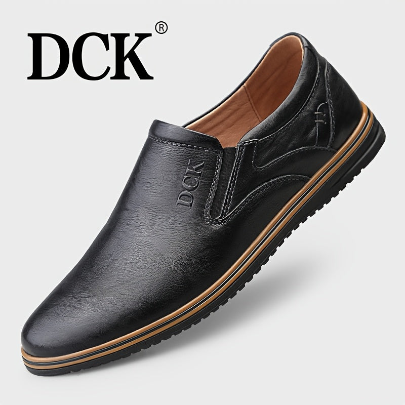 DCK Men’s Premium Genuine Leather Casual Shoes – All-Season Comfort with Soft Rubber Sole