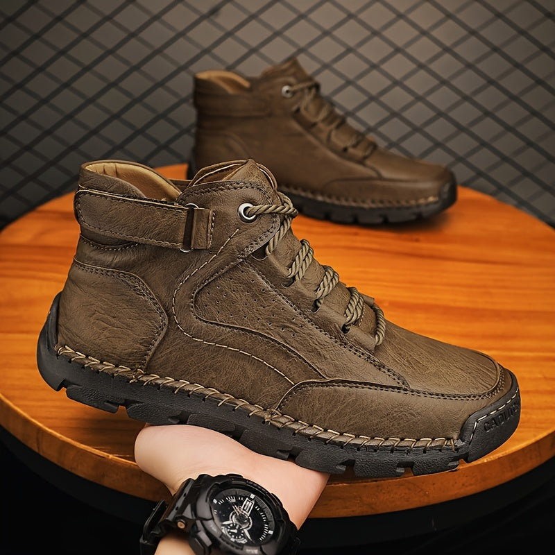 Men’s All-Season Minimalist Lace-Up Boots – Non-Slip Rubber Sole & Cushioned Comfort for Outdoor and Casual Wear