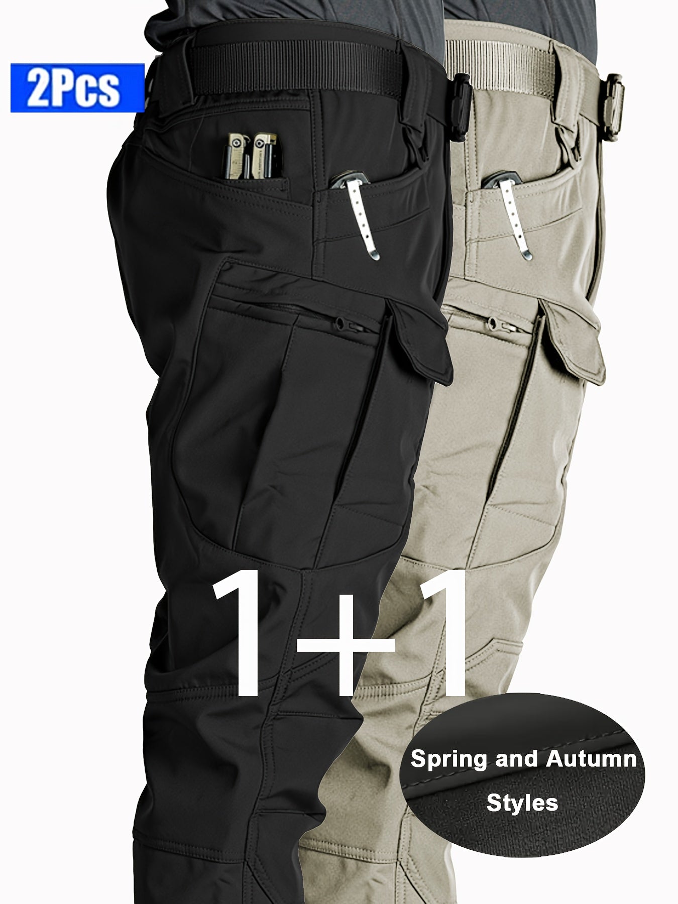 2-Pack Men’s Tactical Cargo Pants – Multi-Pocket Stretchy Outdoor Trousers for Hiking & Everyday Wear