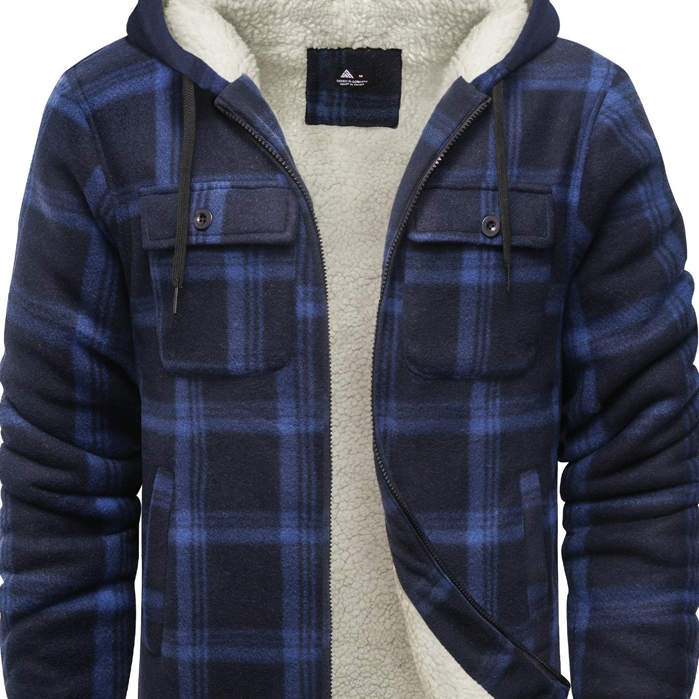 Men’s Ultra-Warm Plaid Hooded Fleece Jacket – Premium Winter Coat with Full-Zip, Soft Lining & Stylish Grid Pattern