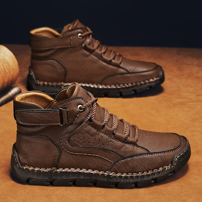 Men’s All-Season Minimalist Lace-Up Boots – Non-Slip Rubber Sole & Cushioned Comfort for Outdoor and Casual Wear