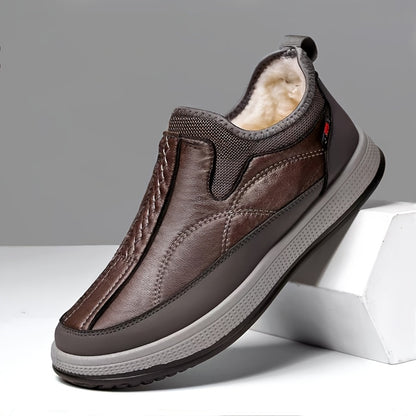 Men’s Slip-On Winter Boots – Warm Lined Cold-Weather Shoes with Thick PVC Sole & Non-Slip Traction