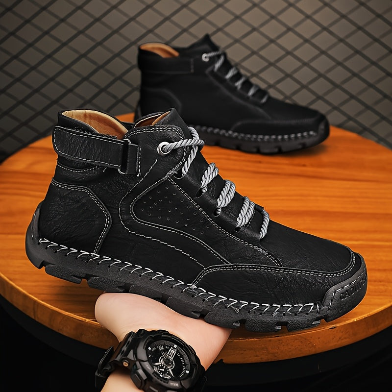 Men’s All-Season Minimalist Lace-Up Boots – Non-Slip Rubber Sole & Cushioned Comfort for Outdoor and Casual Wear