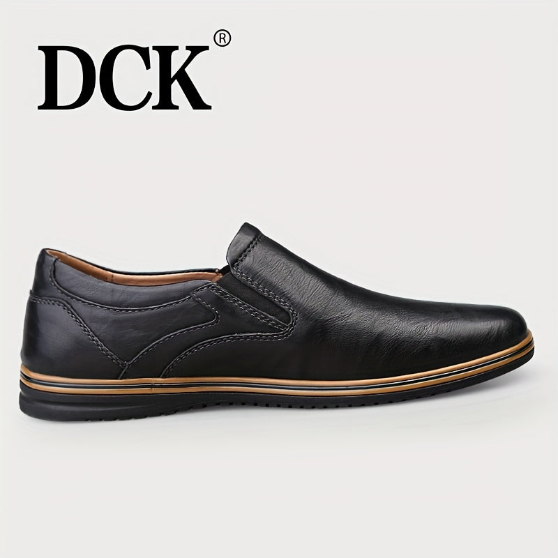 DCK Men’s Premium Genuine Leather Casual Shoes – All-Season Comfort with Soft Rubber Sole
