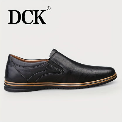 DCK Men’s Premium Genuine Leather Casual Shoes – All-Season Comfort with Soft Rubber Sole