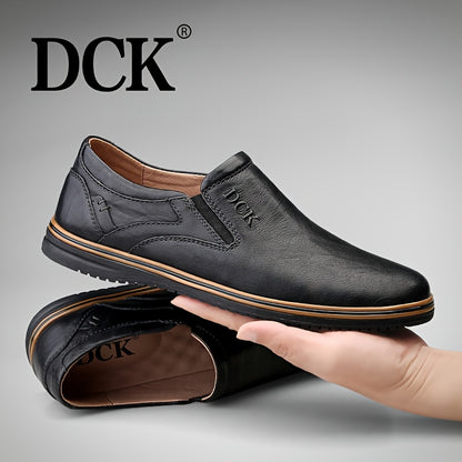 DCK Men’s Premium Genuine Leather Casual Shoes – All-Season Comfort with Soft Rubber Sole