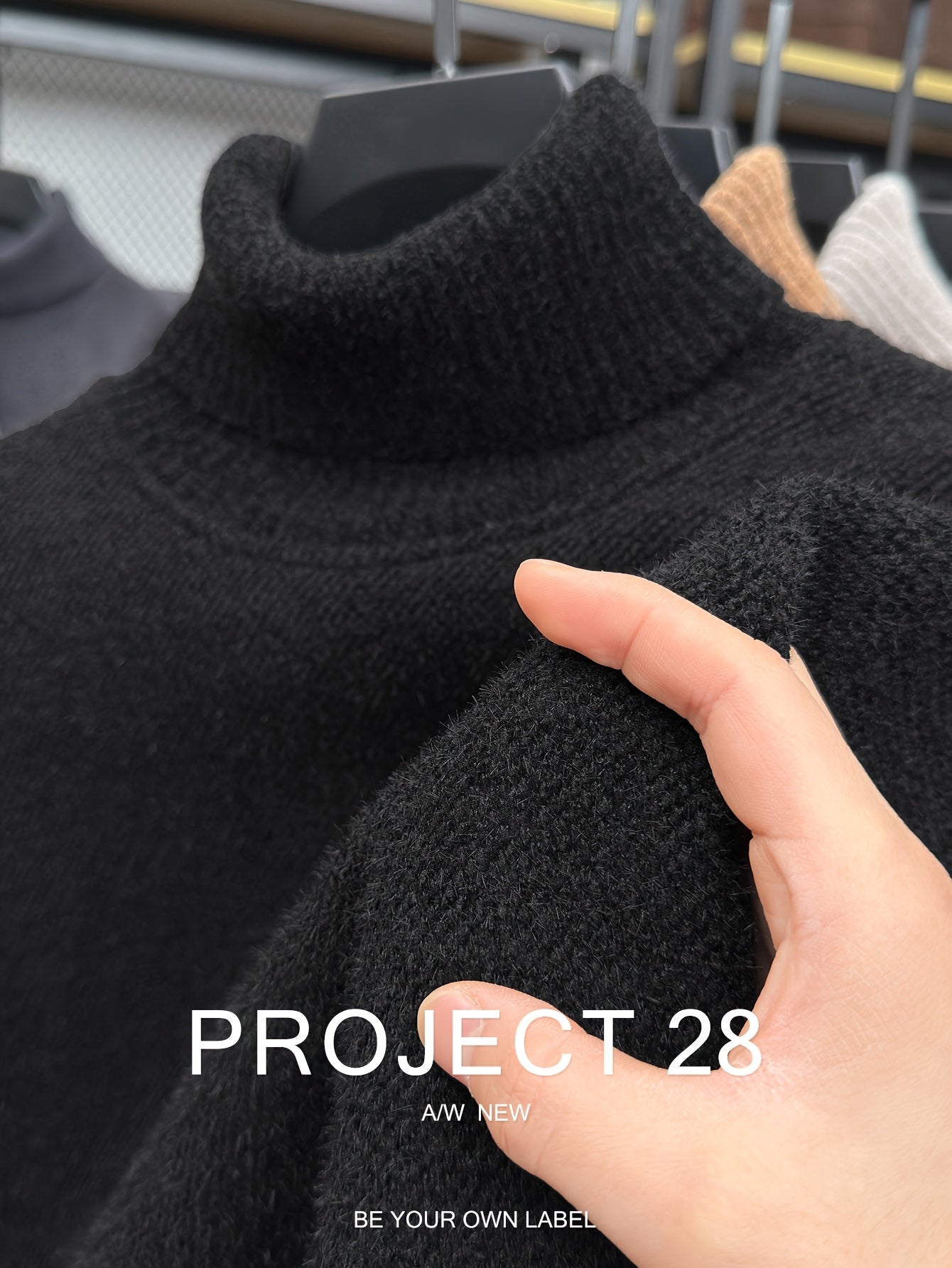 Men’s High-Neck Thermal Sweater – Fleece-Lined Warm Knit Pullover for Fall & Winter (Regular Fit)