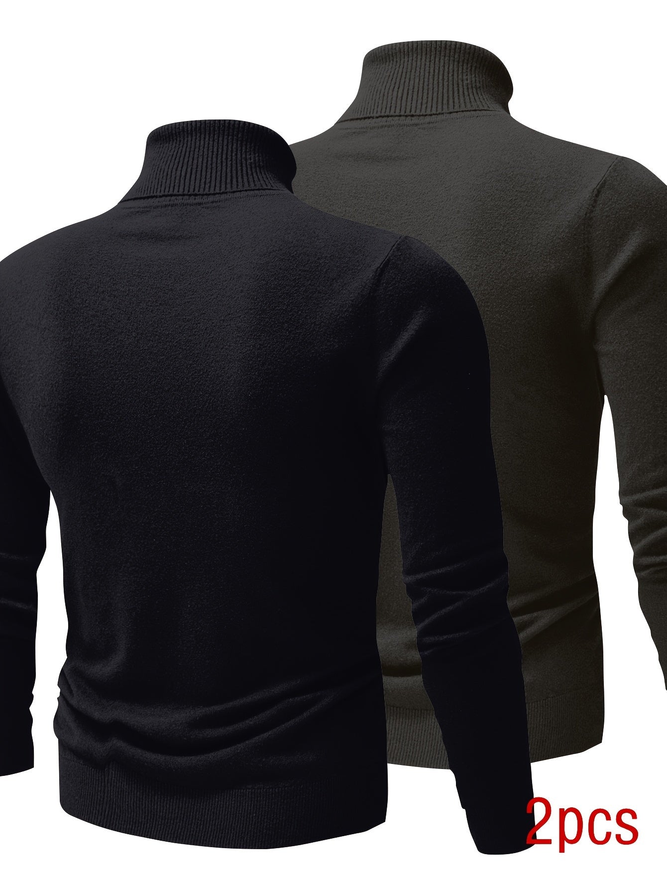 Men’s Premium High Neck Knit Pullover (2-Pack) – Slim Fit Winter Sweater Set