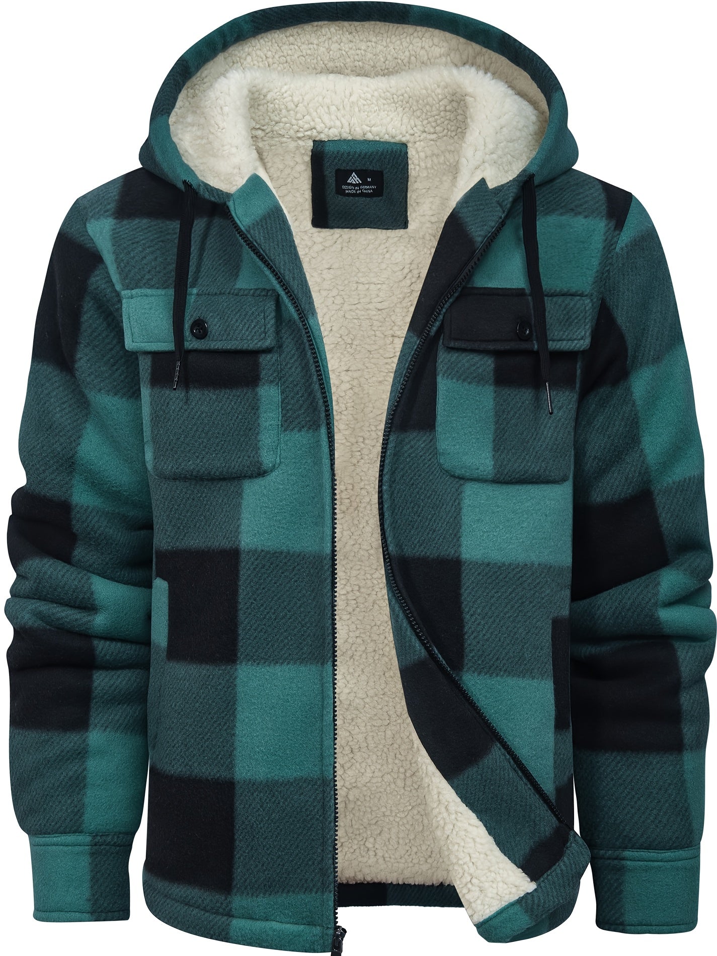 Men’s Ultra-Warm Plaid Hooded Fleece Jacket – Premium Winter Coat with Full-Zip, Soft Lining & Stylish Grid Pattern