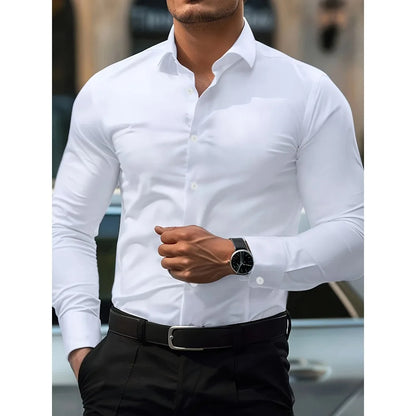 Chic Men's Solid Long Sleeve Shirt