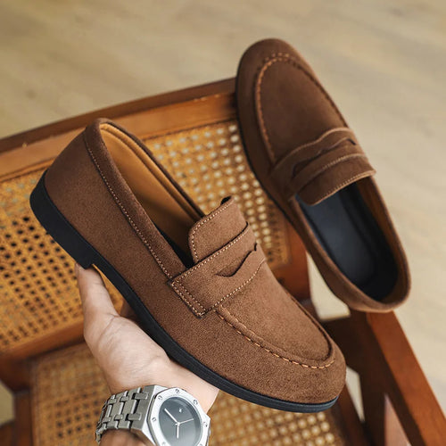 Vintage Brown Suede Loafers
