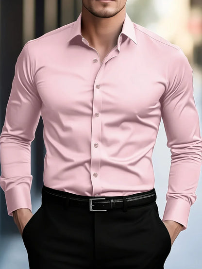 Chic Men's Solid Long Sleeve Shirt