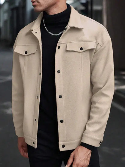 Sophisticated Wool Blend Men's Coat