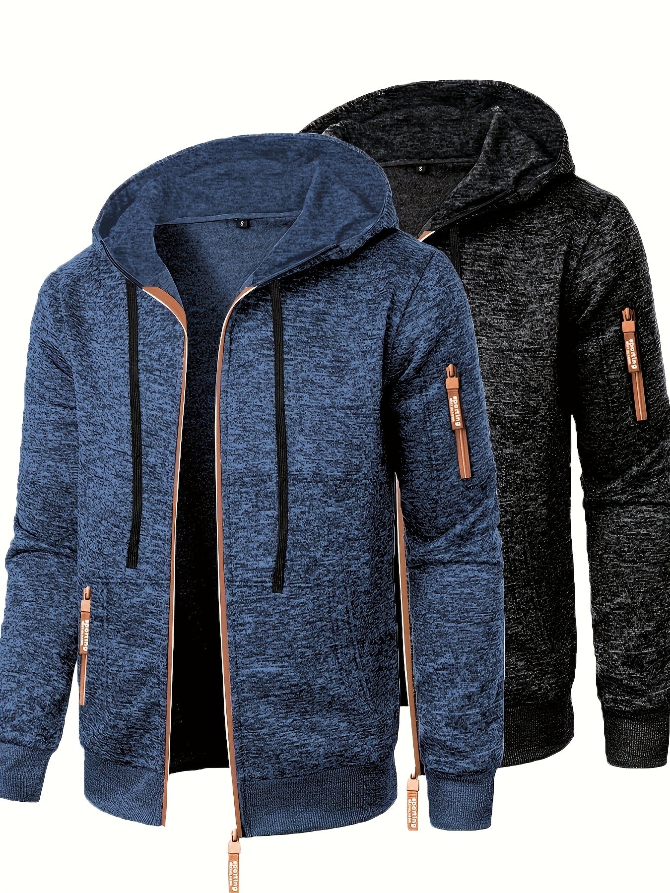 Men’s Hooded Long Zip-Up Knitted Sweater – Fleece-Style Winter Hoodie Jacket (2-Piece Set)