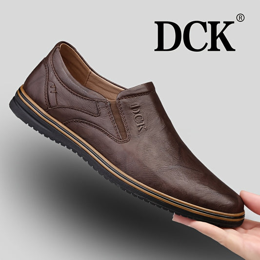 DCK Men’s Premium Genuine Leather Casual Shoes – All-Season Comfort with Soft Rubber Sole