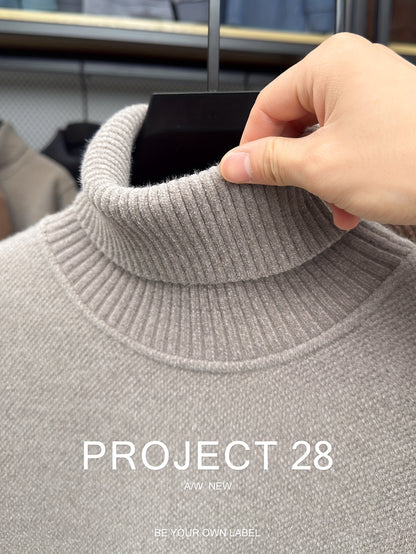 Men’s High-Neck Thermal Sweater – Fleece-Lined Warm Knit Pullover for Fall & Winter (Regular Fit)