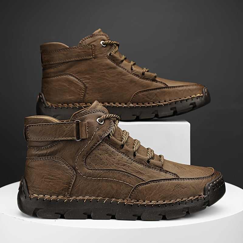 Men’s All-Season Minimalist Lace-Up Boots – Non-Slip Rubber Sole & Cushioned Comfort for Outdoor and Casual Wear