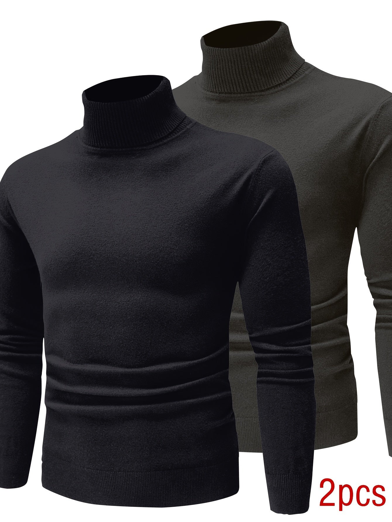 Men’s Premium High Neck Knit Pullover (2-Pack) – Slim Fit Winter Sweater Set