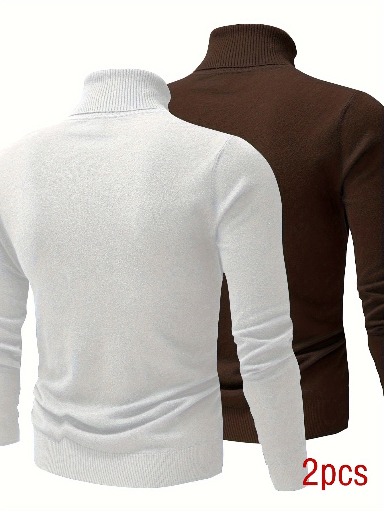 Men’s Premium High Neck Knit Pullover (2-Pack) – Slim Fit Winter Sweater Set