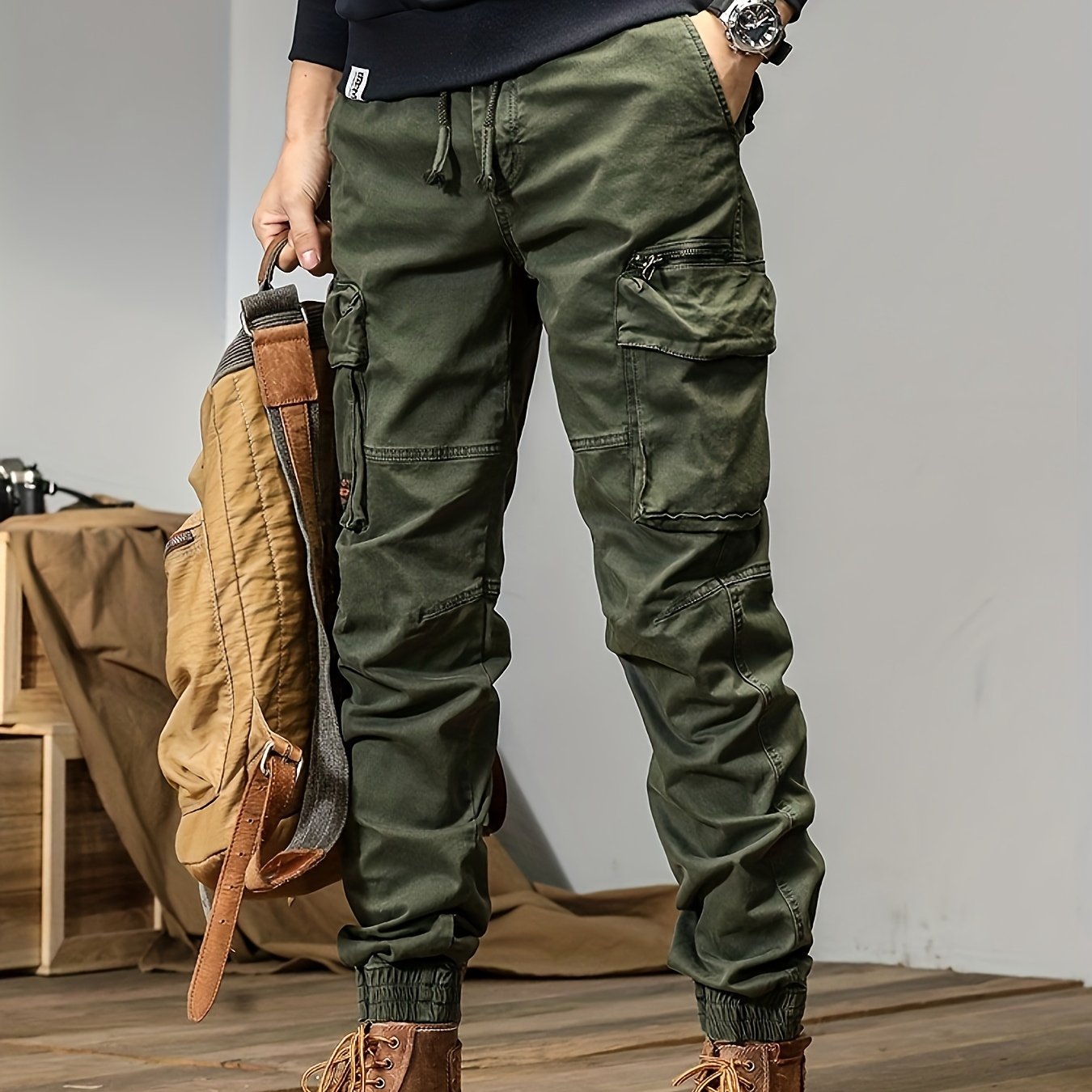 Men’s Durable Cargo Pants 9366 – Multi-Pocket Workwear Trousers with Regular Fit & Slight Stretch