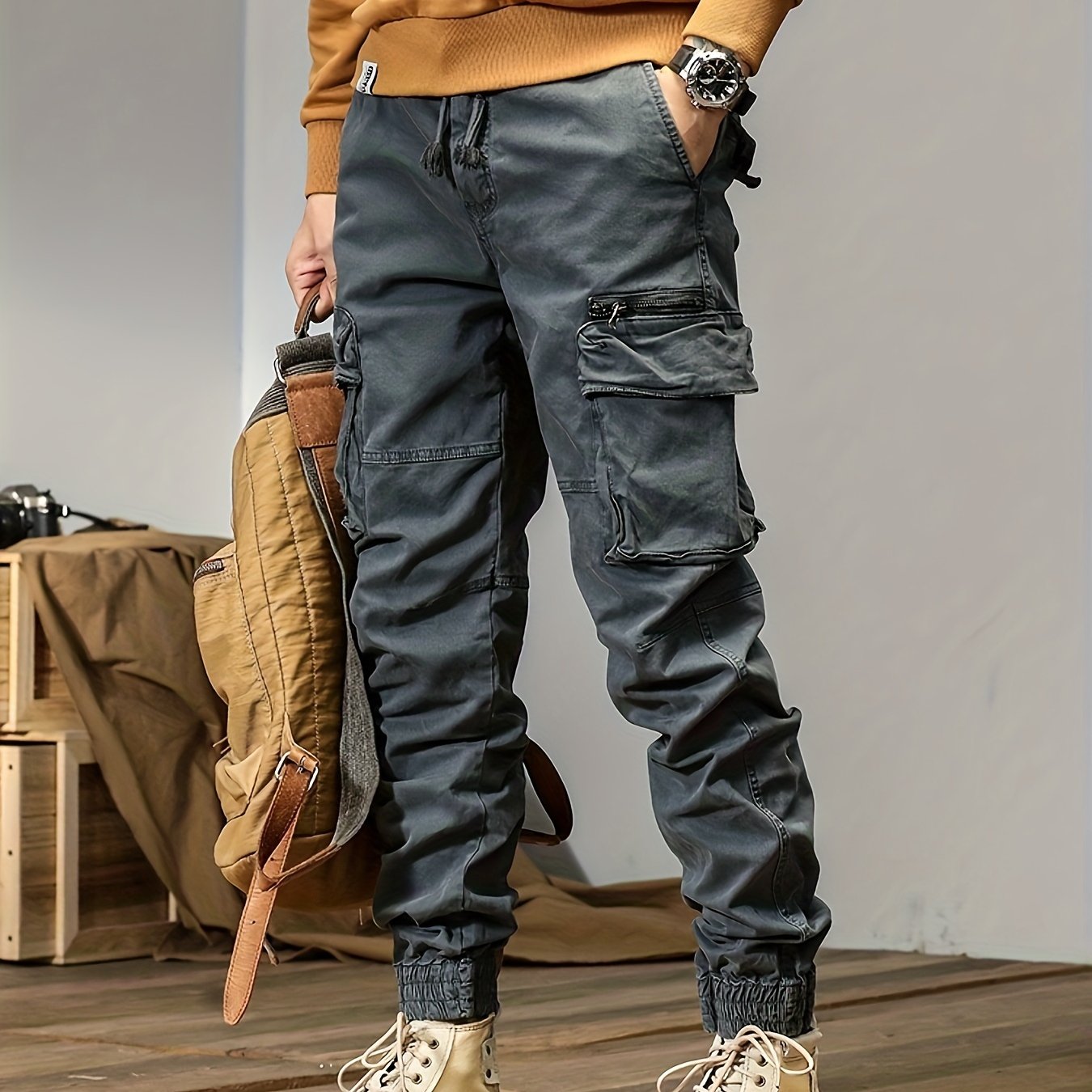 Men’s Durable Cargo Pants 9366 – Multi-Pocket Workwear Trousers with Regular Fit & Slight Stretch