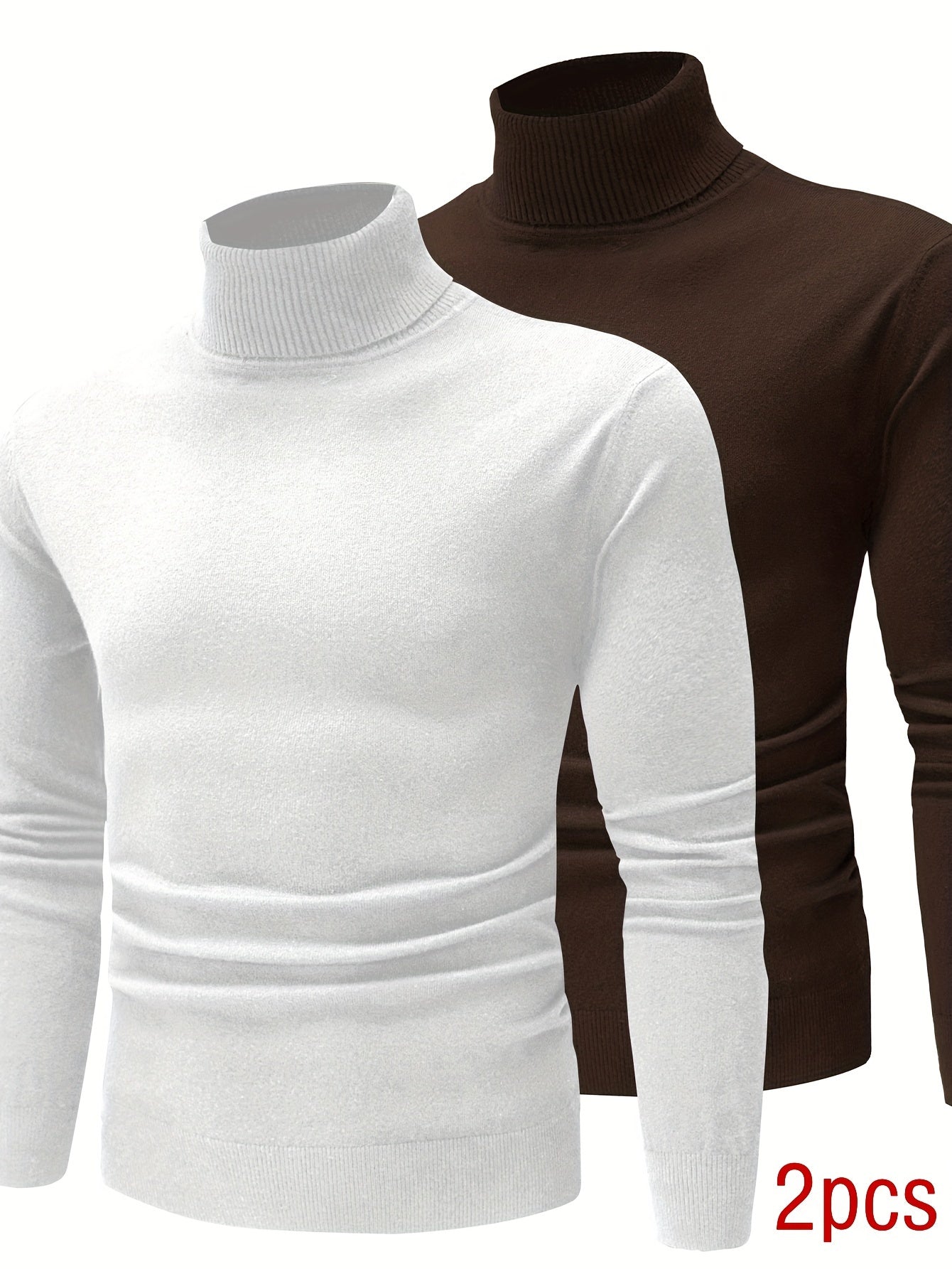 Men’s Premium High Neck Knit Pullover (2-Pack) – Slim Fit Winter Sweater Set