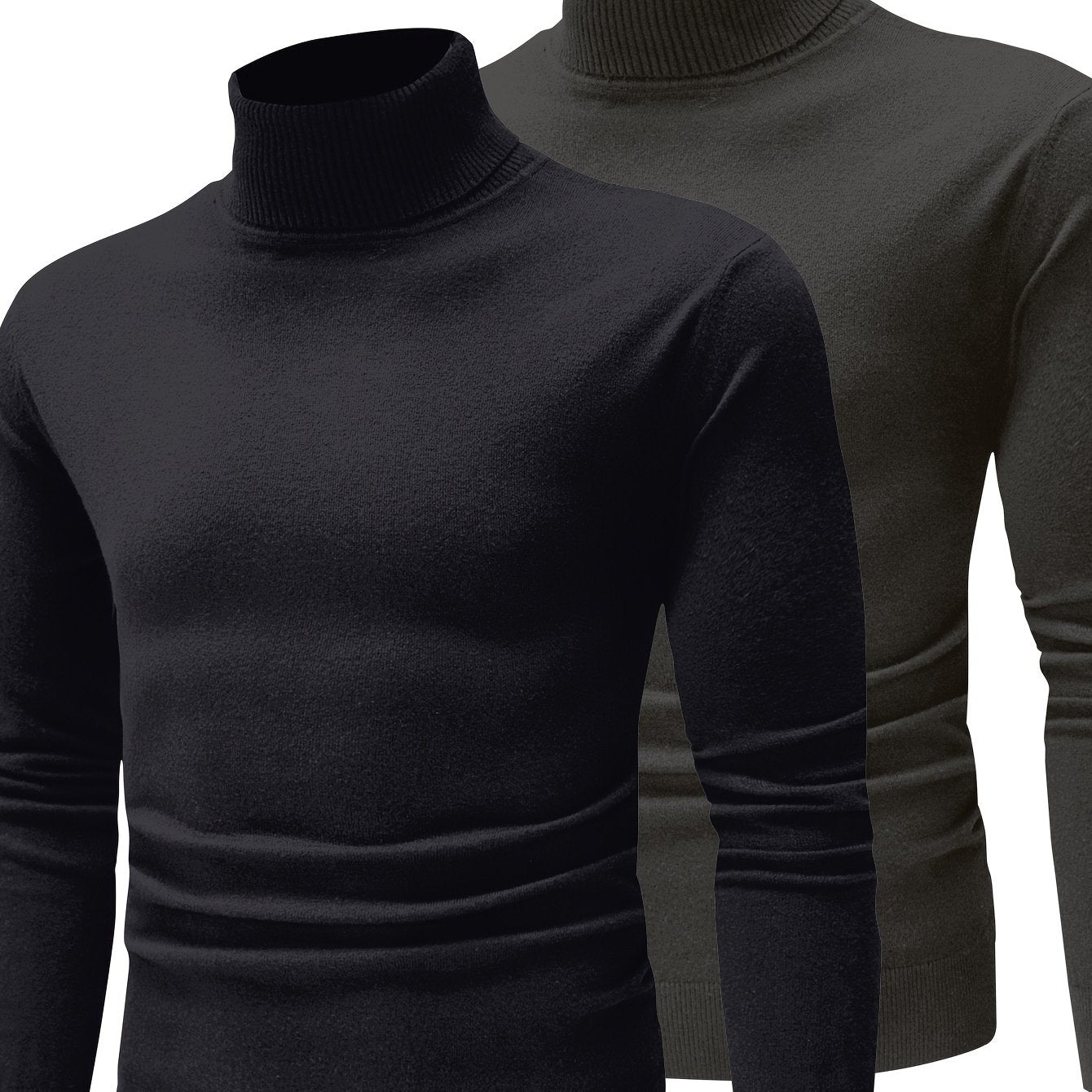 Men’s Premium High Neck Knit Pullover (2-Pack) – Slim Fit Winter Sweater Set