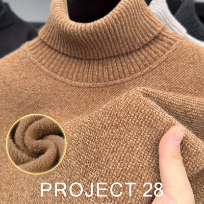 Men’s High-Neck Thermal Sweater – Fleece-Lined Warm Knit Pullover for Fall & Winter (Regular Fit)