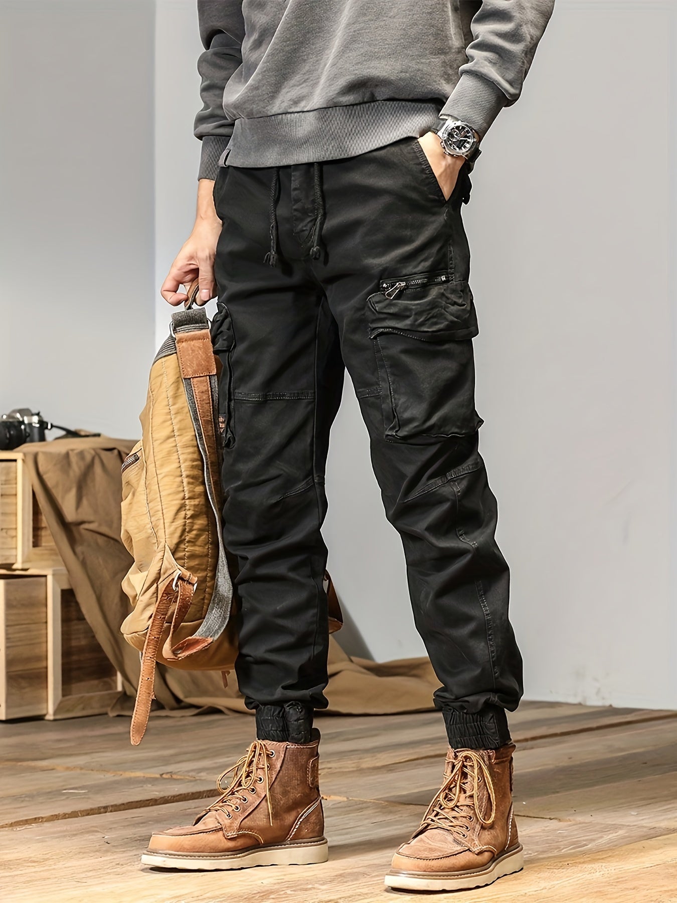 Men’s Durable Cargo Pants 9366 – Multi-Pocket Workwear Trousers with Regular Fit & Slight Stretch