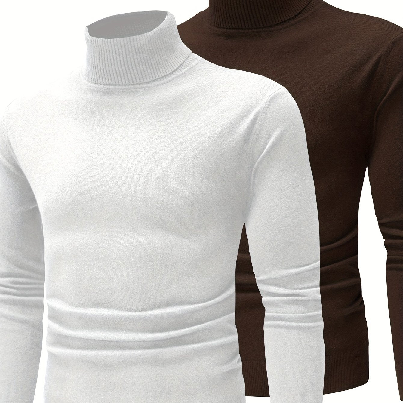 Men’s Premium High Neck Knit Pullover (2-Pack) – Slim Fit Winter Sweater Set