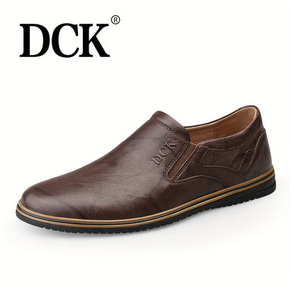 DCK Men’s Premium Genuine Leather Casual Shoes – All-Season Comfort with Soft Rubber Sole